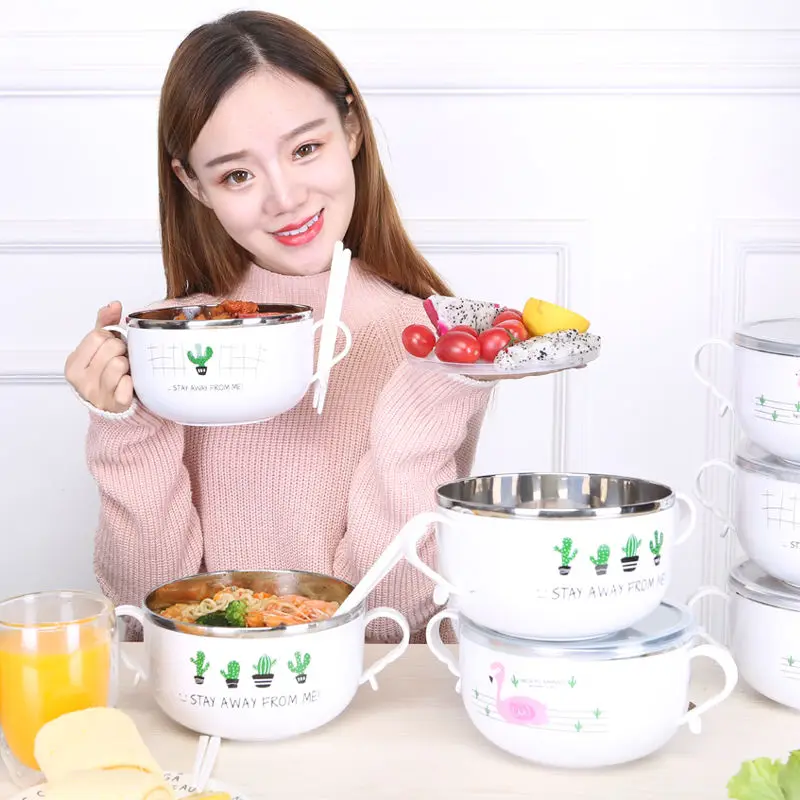 Набор палочек для еды в японском стиле большая миска из нержавеющей стали