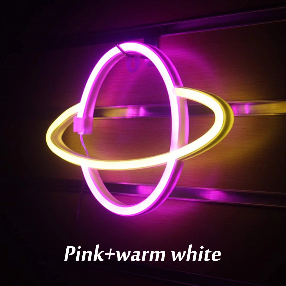 Светодиодный неоновый светильник эллиптический знак в форме планеты креативный