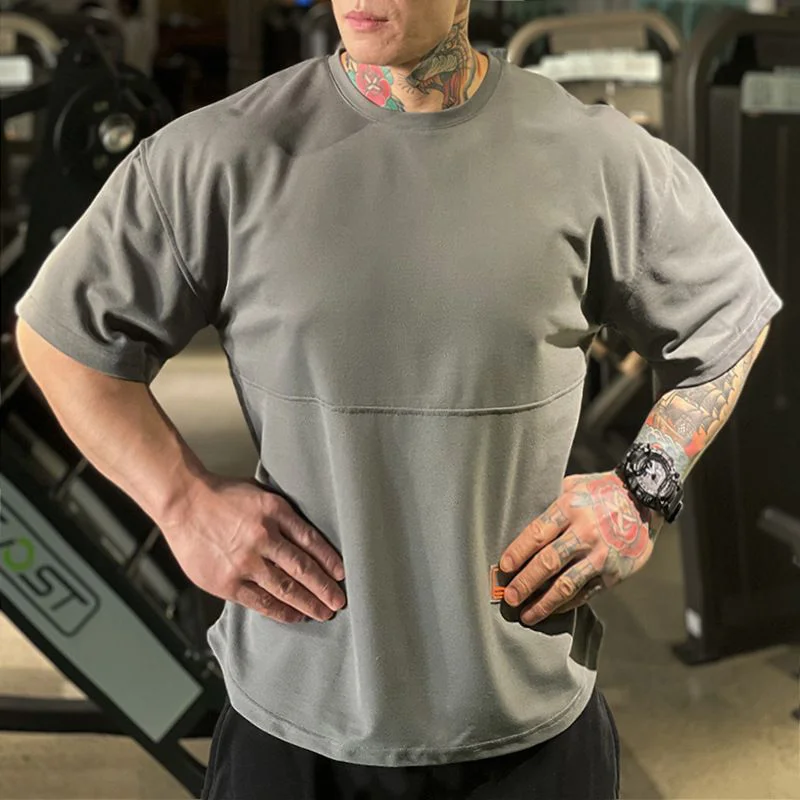 

Falling Shoulders Multicolor Sports Loose Half-Sleeved T-Shirt Training Clothes Fitness Muscle Jogging Men's Short-Sleeved