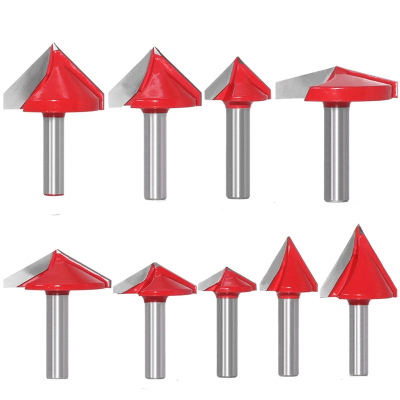 

Hot 9Pcs 8mm 3D V Engraving Bit CNC End Mill Router Bits for Wood Tungsten Woodworking 60/90/120/150 Degrees Milling Cutter