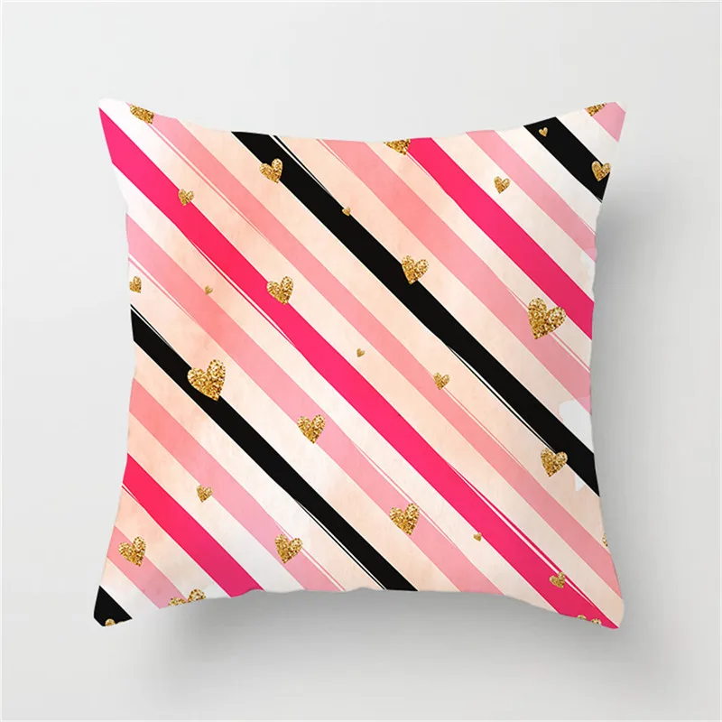 Fuwatacchi белая полосатая подушка крышка Золотое Сердце Печатные Чехлы на