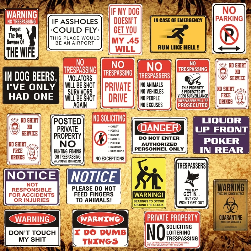 Ретро Предупреждение ющее уведомление металлические оловянные знаки постер