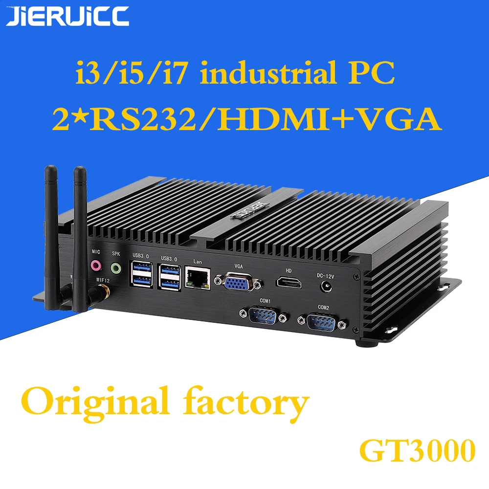 Дешевый безвентиляторный промышленный ПК 4K HD i3 i5 i7 celeron 24 часа работы 2 COM HDMI VGA