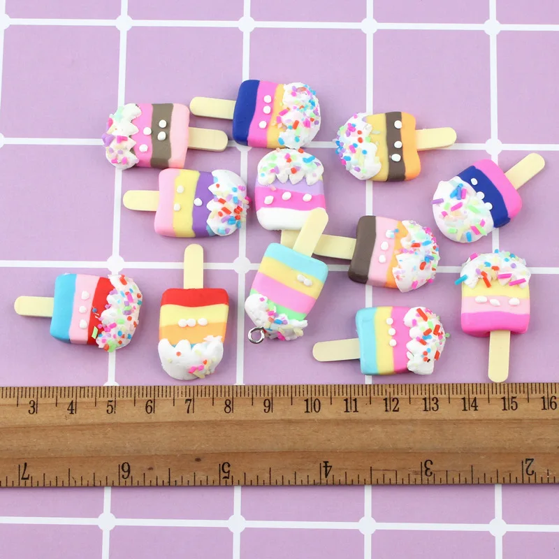 20 шт./партия 17*34 мм Kawaii мягкая глина Радужное мороженое кабошоны ручной работы из смолы материал DIY бант для волос декоративный
