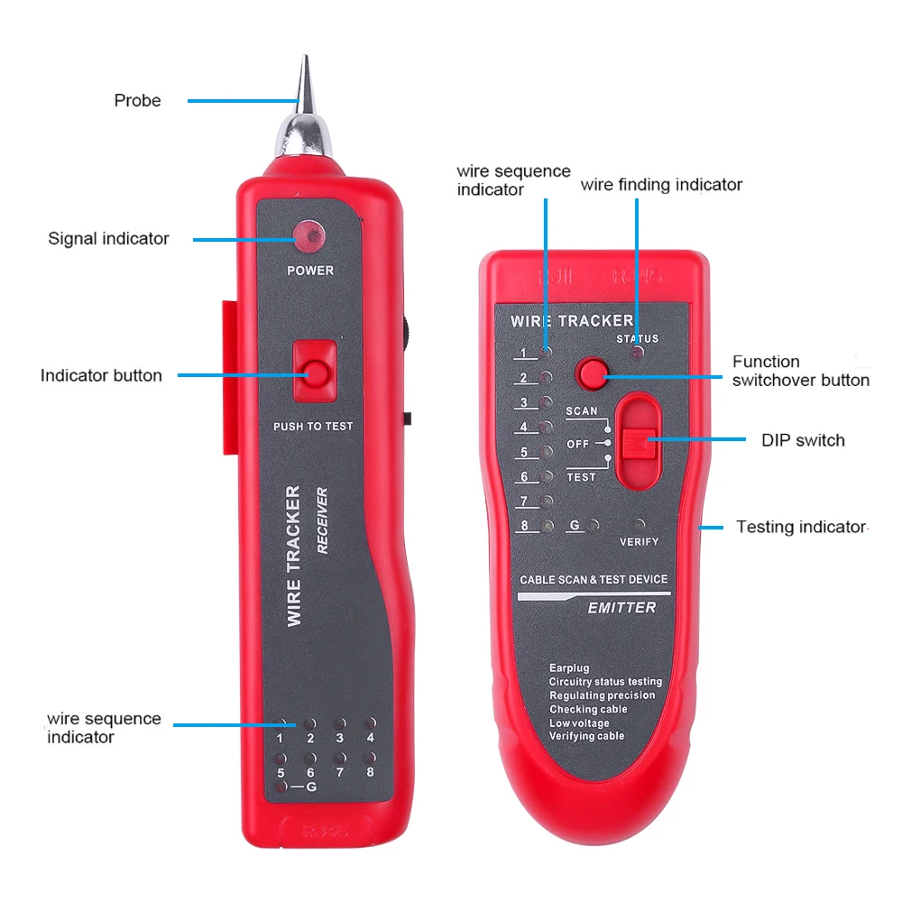 Тестер сетевого кабеля kebidumei детектор RJ11 RJ45 Cat5 Cat6 прибор для обнаружения