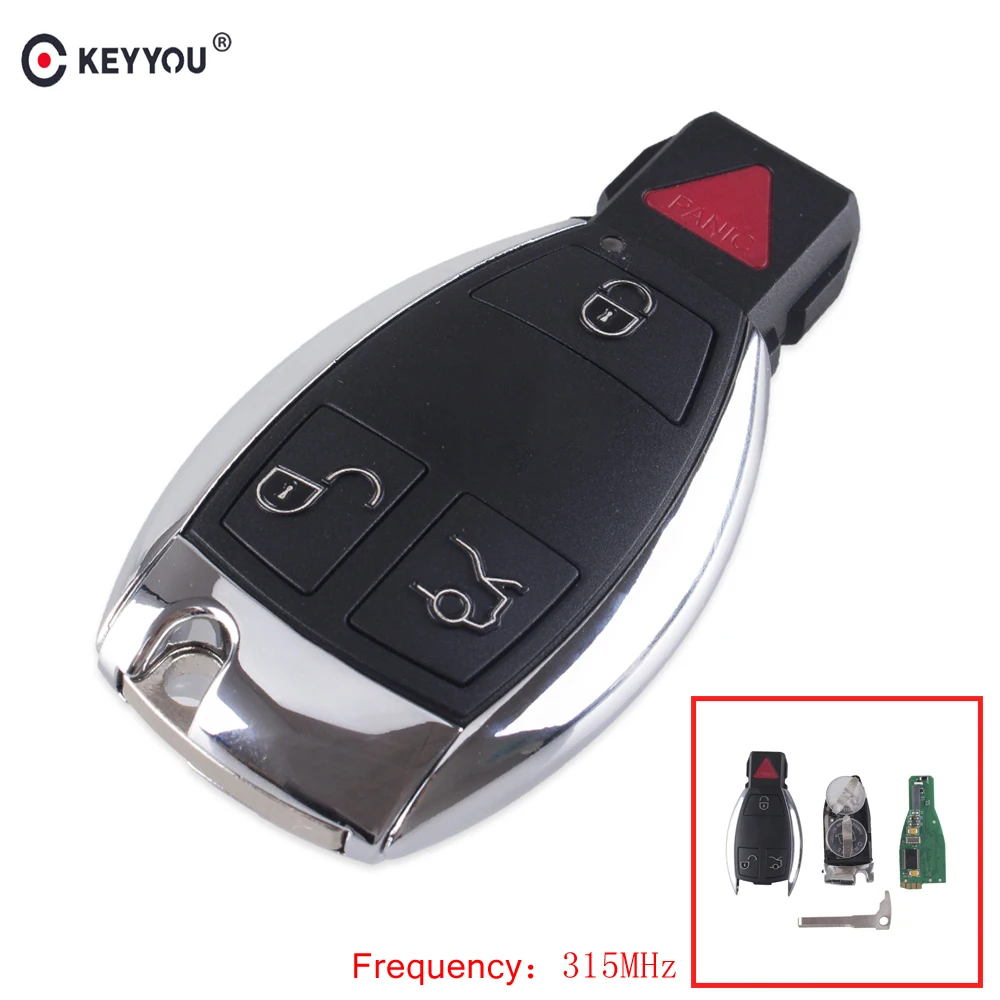 

KEYYOU 3+1 Buttons Remote Car Key For Mercedes Benz A B C class Sprinter Frequency 315MHz Vehicle Keyless Entry
