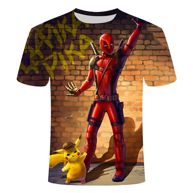New 3D Movie Detective Pokemon Pikachu T-shirt For Boy/girl Tshirts Fashion Summer Casual Tees Anime Cute Cartoon Clothes