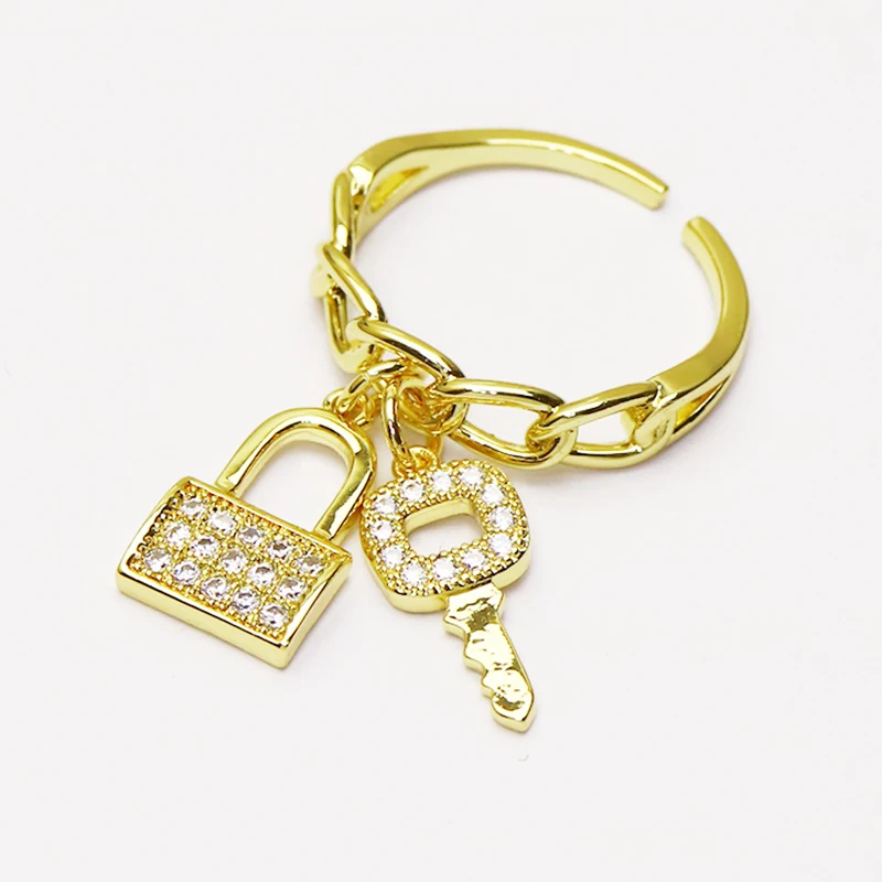 10 шт. замок & Ключевые ювелирные изделия кольца металл цвет золотистый в форме