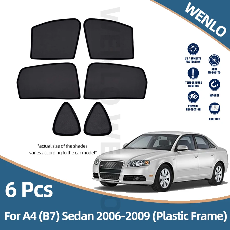 

WENLO Magnetic Car Side Window Sunshade For Audi A4 Sedan B7 2006-2009 (Plastic Frame)