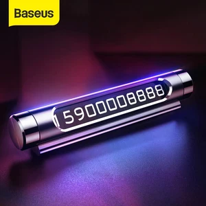 baseus luminous car temporary parking card holder car styling mobile phone number plate card rocker switch auto accessories free global shipping