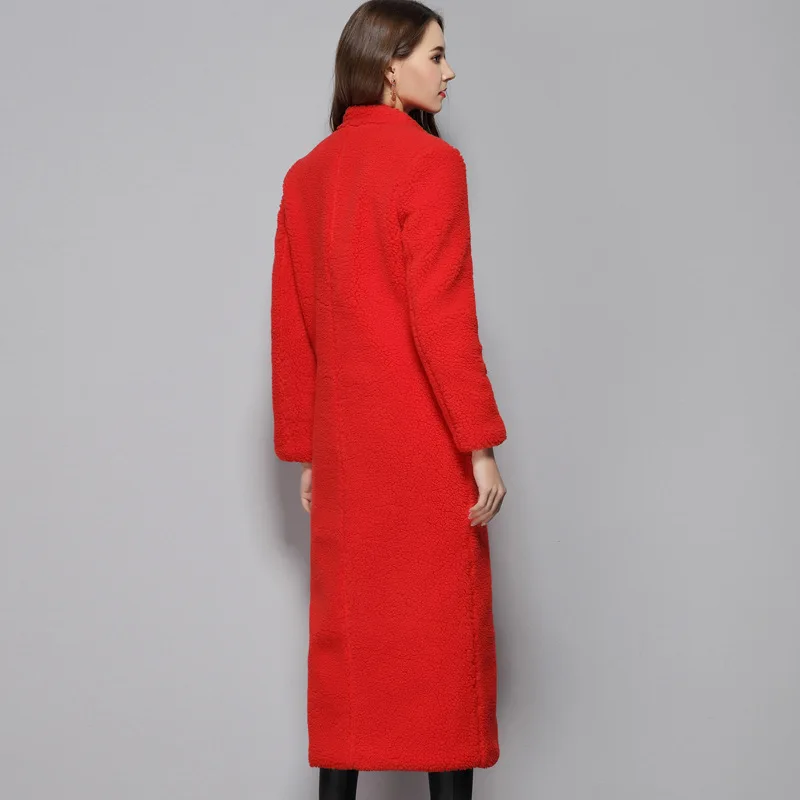 Женская Повседневная куртка из овечьей шерсти теплое пальто с воротником