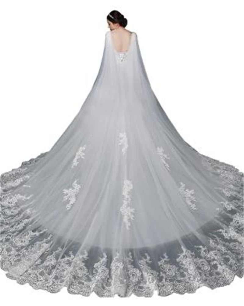 Белого цвета и слоновой кости свадебная накидка плащ вуаль кружевное длинное