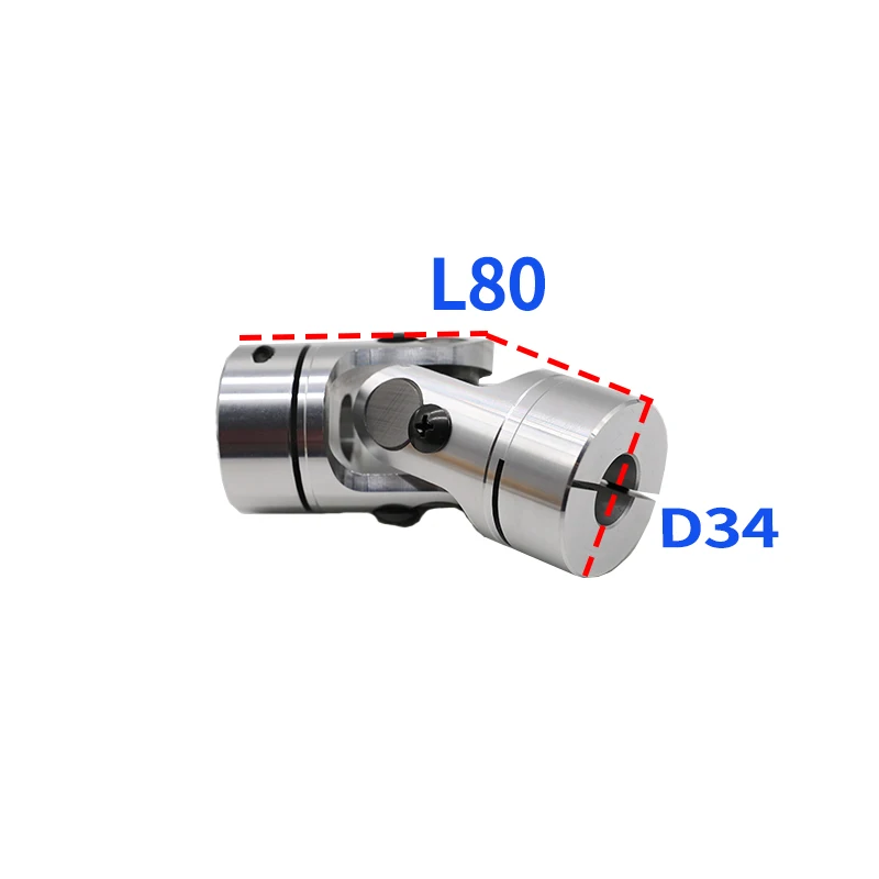 

D34 L80 Universal Coupling Cardan Motor Connector Precision Single Section GHA Telescopic Cross Joint Transmission WSSP Aluminum