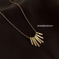 unique geometric strip titanium steel gold necklace for woman korean 2021 new girls sexy jewelry student partys clavicle chain