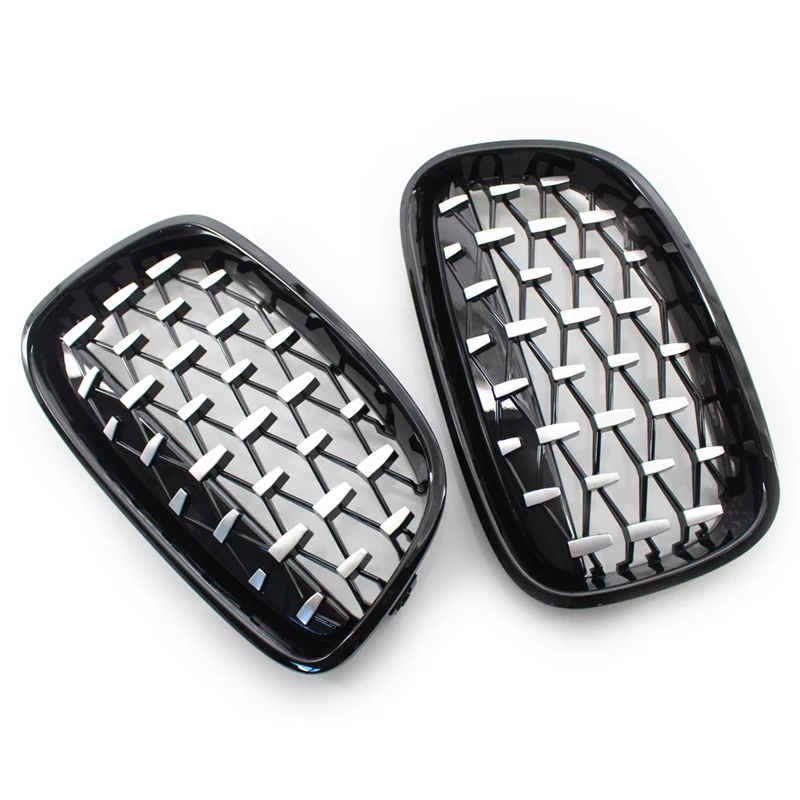 

Diamond Style ABS Front Racing Grille For-BMW F20 F21 1 Series 2011-2014 Silver+Black