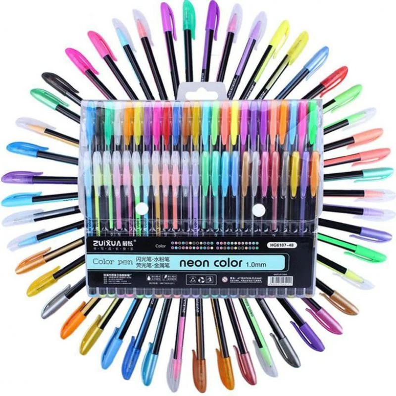 

Bright color marker set for drawing, 48 color set, color marker for ink, with gel filling, cake roll, neon lights, office and