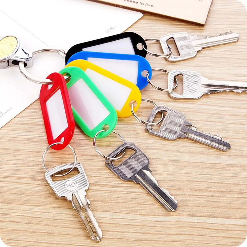 

40Pcs Plastic Keychain Key Tags Id Label Name Tags With Split Ring For Baggage Key Chains Key Rings