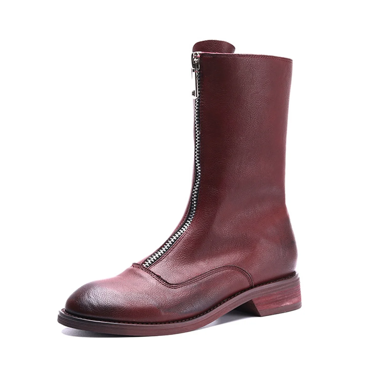 

Women Martin Boots Fashion Design Comfortable 3CM Tick Heel Round toe Autumn Winter Zipper Women's Shoes Size 35-40