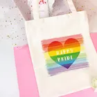Холщовые сумки через плечо с абстрактным мультяшным принтом Happy Pride Rainbow