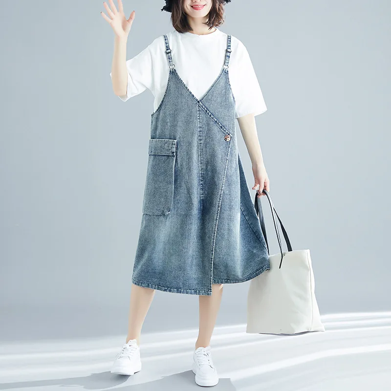 2019 Сезон весна осень Джинсовая юбка с ремешком женские повседневные свободные