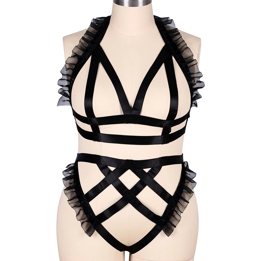

Harajuku Garter Belt Plus Size Gothic Bra Sexy Lingerie Harness Bondage Punk Body Strap Set Women's Underwear Goth Stocking Belt