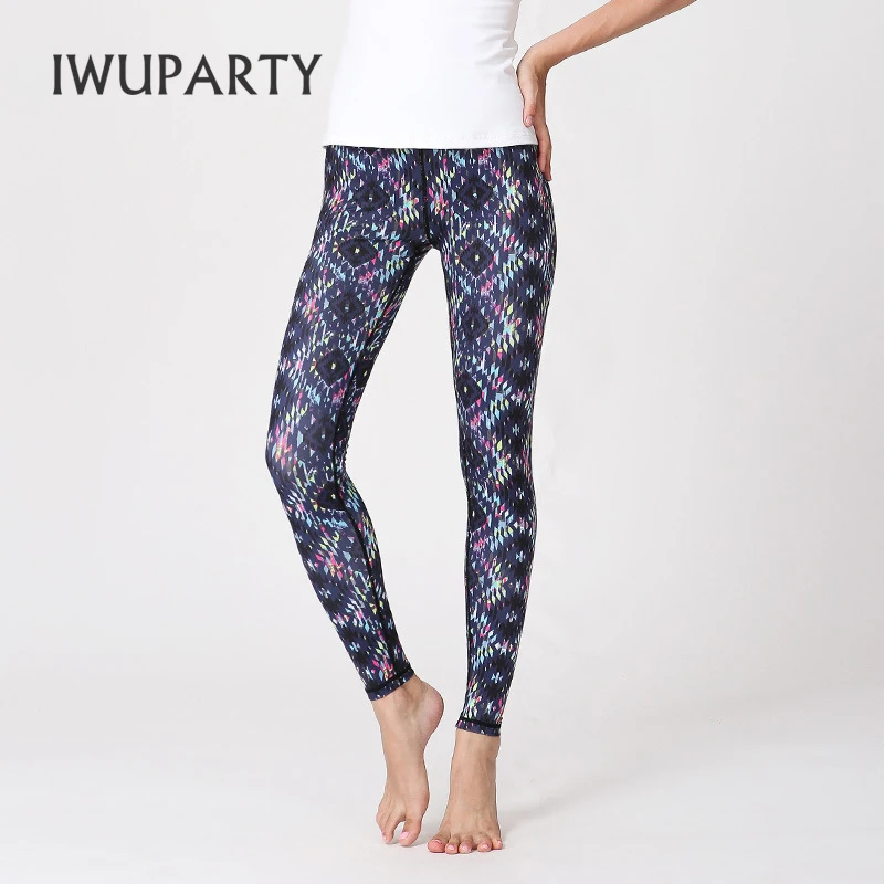 

IWUPARTY Digital Printed Leggings Women Sport Leggins Fitness Feminina Pants Mesh Push Up High Waist Elastic Slim Gym Trousers