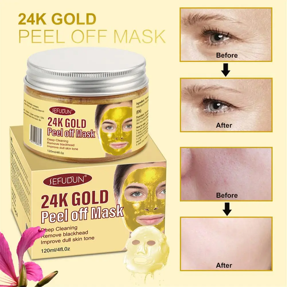 

24K Gold Collagen Face Mask Anti Aging Peel Off Mask Deep Cleaning Remove Acne Black Lifting Firming Cleansing Masque