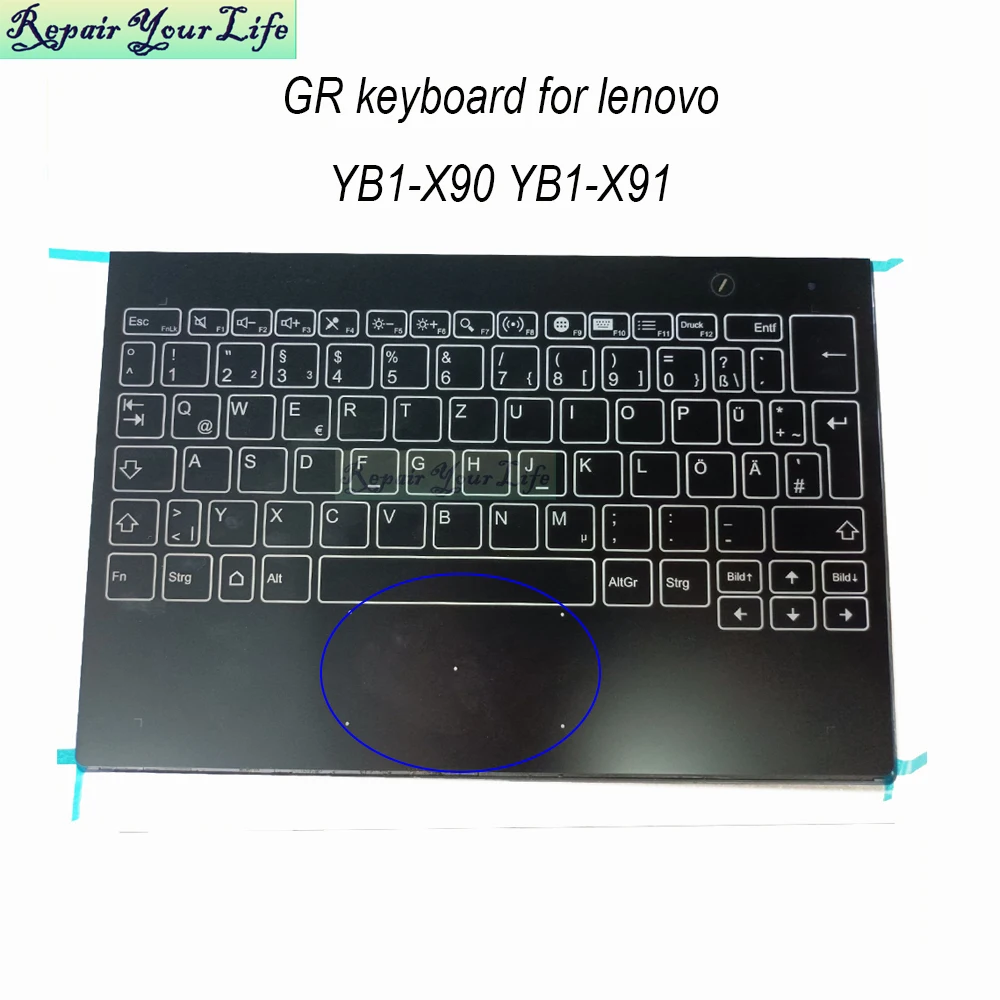 YB1-X90 German Keyboard Backlight Palmrest for Lenovo Yoga Book YB1-X90L X90F YB1-X91L X91F Germany Keyboards Assembly Touchpad