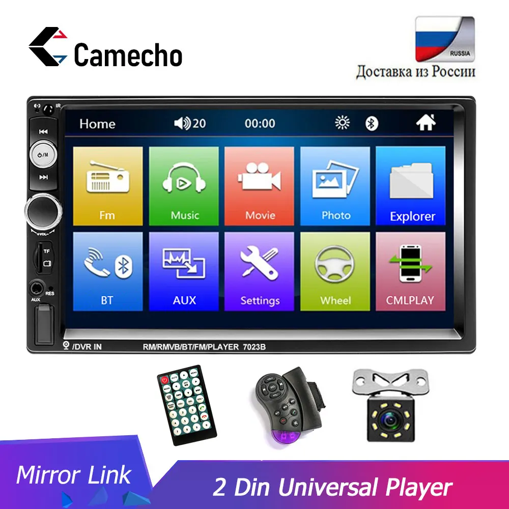 Camecho автомобильное радио универсальное 2 Din 7 дюймов аудио стерео радио HD сенсорный экран автомобиля видео мультимедиа MP5 плеер FM/USB/AUX камера