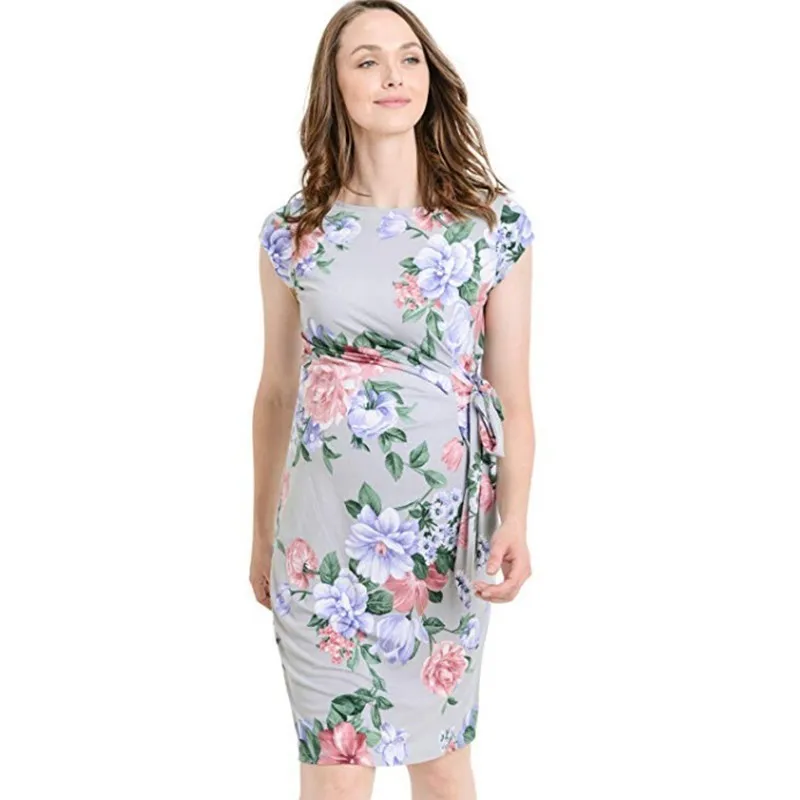 Европейские платья для беременных женщин 2021 летняя одежда с принтом вечерние