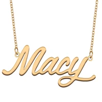 macy name necklace for women stainless steel jewelry 18k gold plated nameplate pendant femme mother girlfriend gift