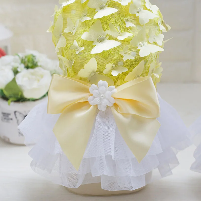 Весенне летнее платье для домашнего питомца с бабочками однотонные платья собак