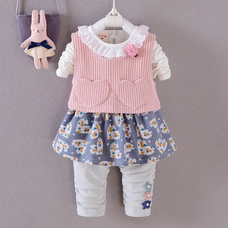 Комплекты одежды для маленьких девочек осень-весна 3 предмета детский спортивный