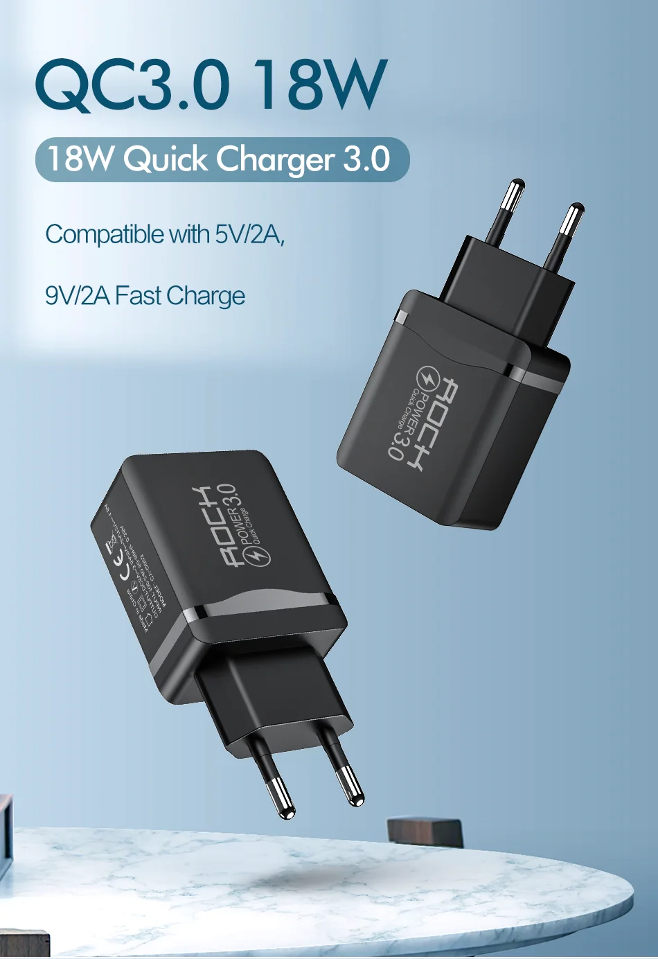ROCK QC 3,0 30 Вт 3 USB зарядное устройство для быстрой зарядки телефона светодиодный дисплей для iPhone Xiaomi samsung huawei 3 порта Быстрый Настенный адаптер Turbo