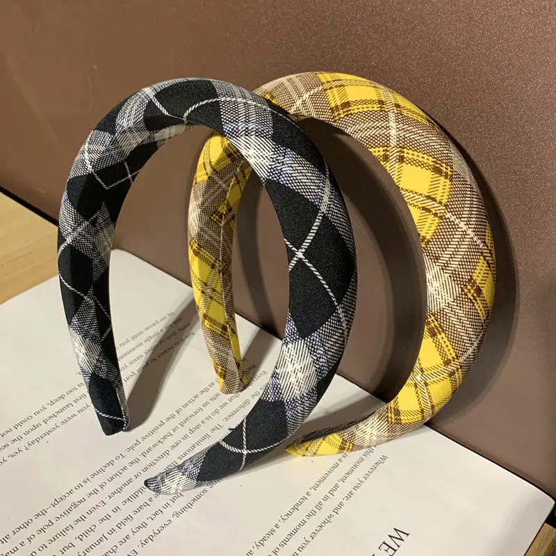 

Plaid Fabric Sponge Hairband Headband for Women Girls Hair Accessories