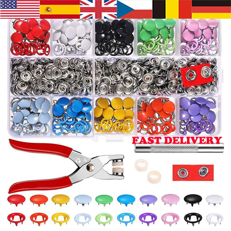 Разноцветные металлические застежки с щипцами|Пуговицы| |