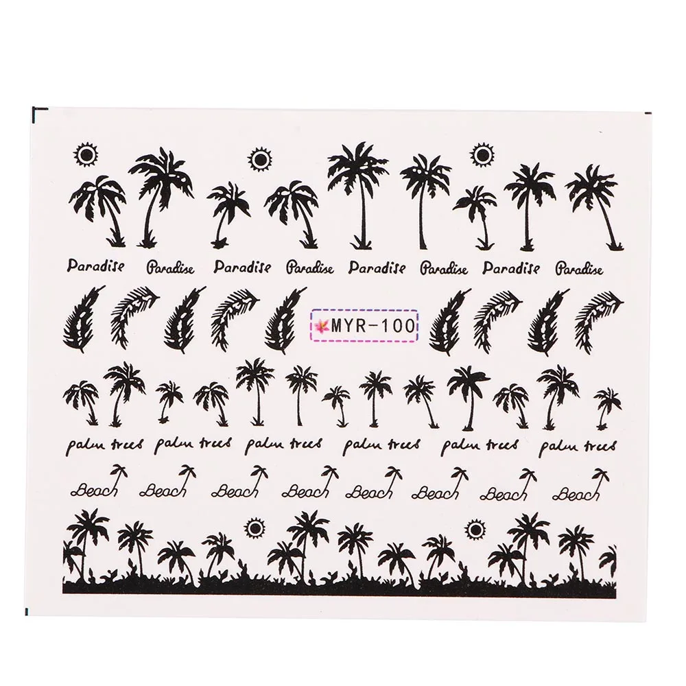 Наклейки для ногтей с пальмовым деревом летний супер Океанский ветер фольга