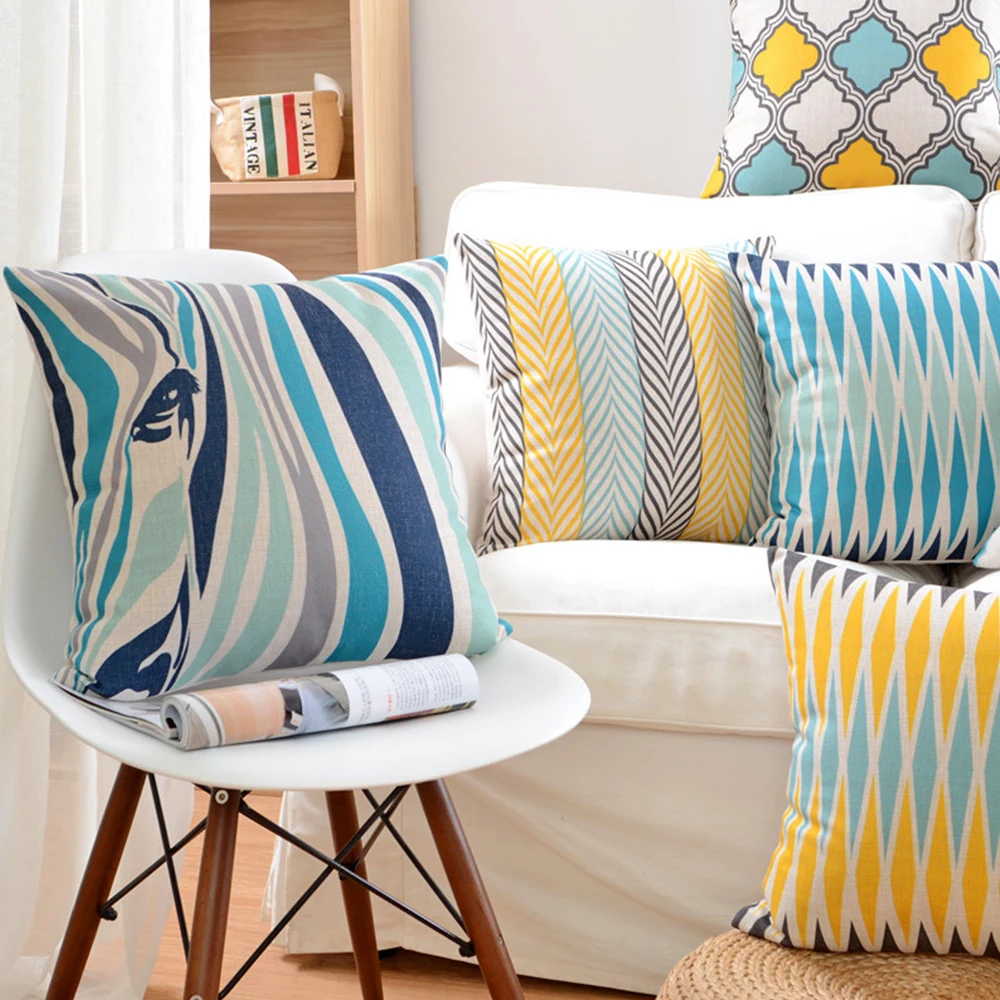 45*45 см Животные Зебра цвет геометрический наволочка чехол из хлопка и льна для