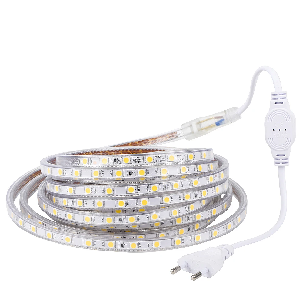 SMD 5050 220V Светодиодная лента белая уличная Водонепроницаемая 5730 RGB светодиодный ленточный фонарь Гибкая светодиодная лента RGB с дистанционным затемнением