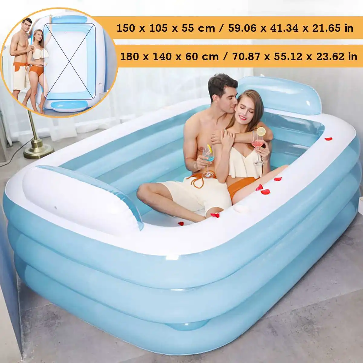 

Large PVC Folding Inflatable Bathtub Portable Outdoor Patio Swimming Pool Adult Home Spa Warm Bath Tub Children Playing Pool