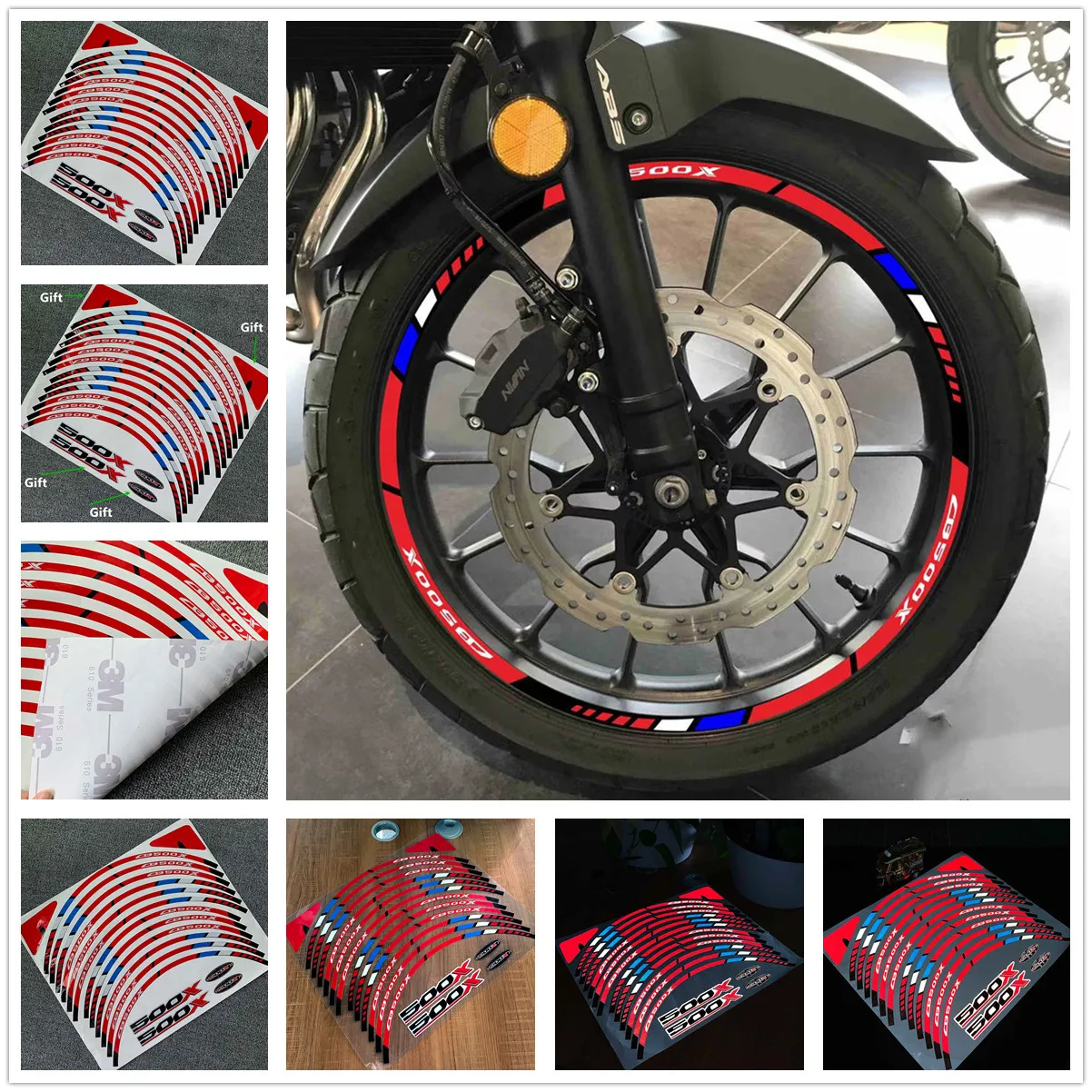 

Motorcycle CB500X Wheel Reflective Sticker 3M Vinyl Waterproof Replacement Decal Bike Bicycle Decal for CB 500X