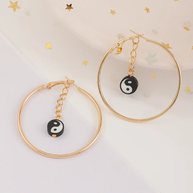 

Women Big Hoop Earring Cute Little Yellow Duck Strawberry Cherry Mushroom Pencil Gossip Love Earrings Girl Dangle Hoops Earring