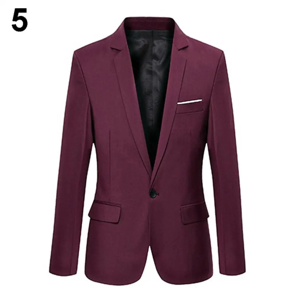 Men's Blazer Slim Formal One Button Long Sleeve Bussiness Suit Coat Lapel Collar Pockets Top пиджак мужской костюм |