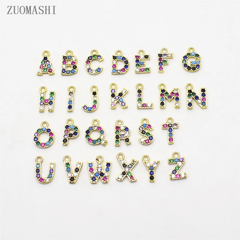 Ожерелье с разноцветными фианитами 26 тыльных букв|Ожерелья подвеской| |