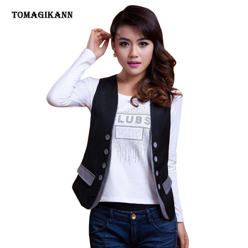 Женский Повседневный двубортный Приталенный жилет в стиле пэчворк туника костюм