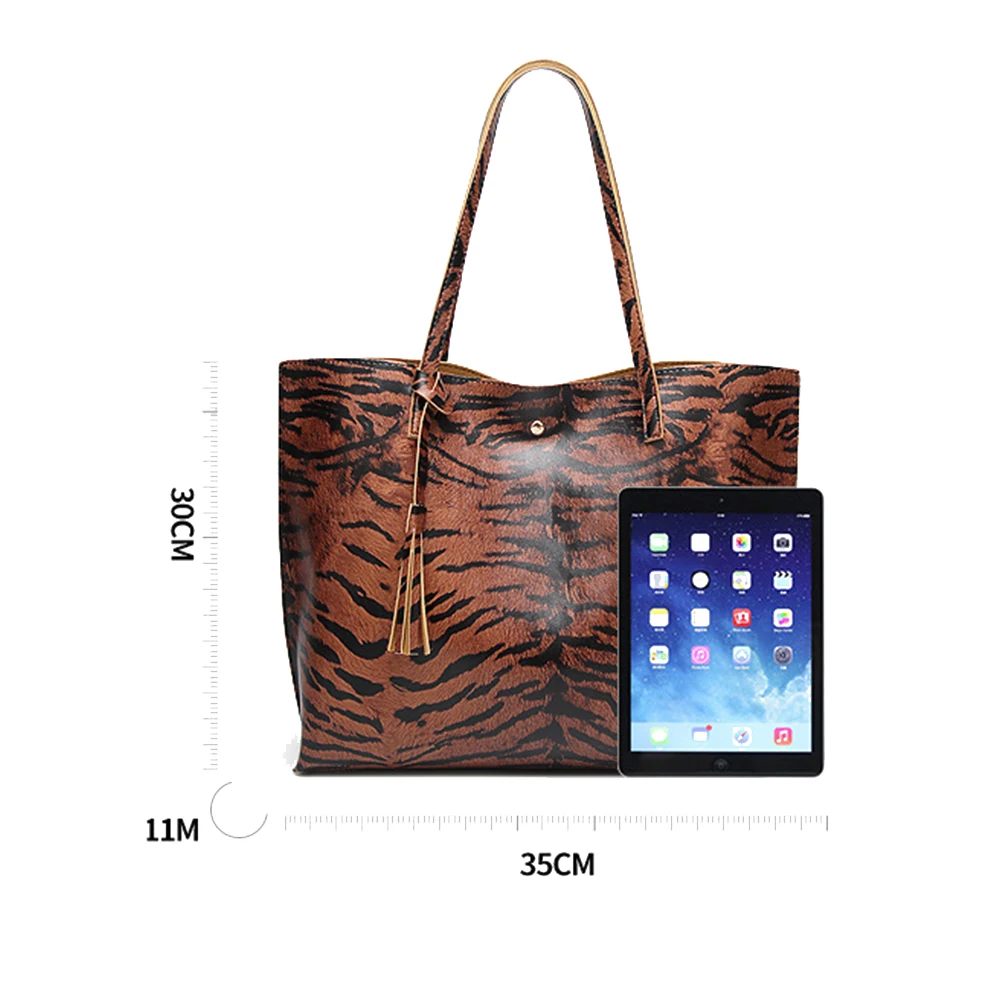 2020 винтажные Ретро кожаные сумки с тигровым леопардовым принтом и кисточками