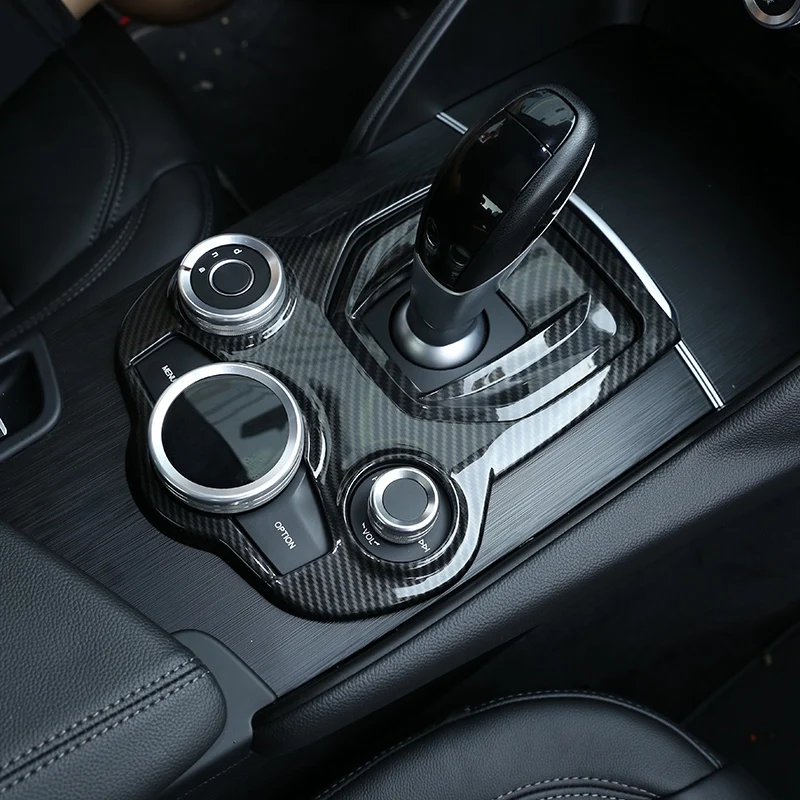 Carbon Fiber Style ABS Center Console Decoration Frame Trim Cover for Alfa Romeo Giulia Stelvio 2016-2018 |