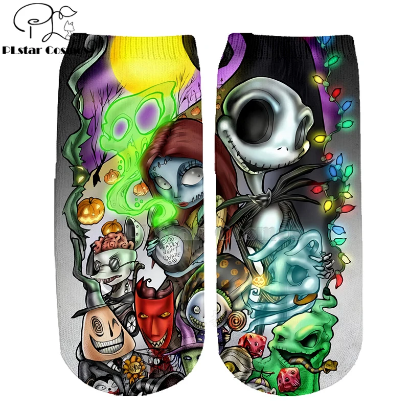 Хлопковые носки PLstar Cosmos nightster before christmas jack skellington разноцветные брендовые теплые короткие носки Хэллоуин-3