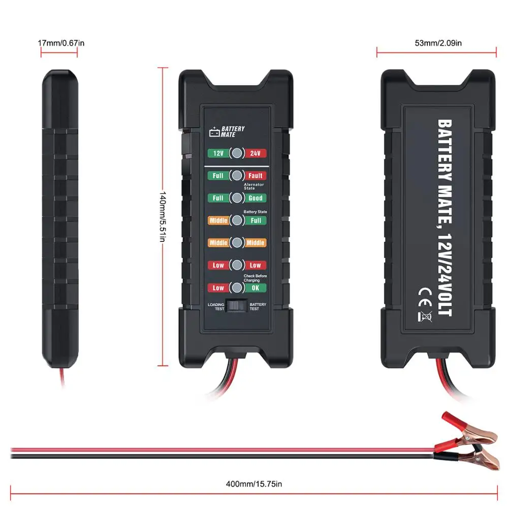 12V 24 V автомобиль Батарея тестер быстрого сгибать генератора 7 светодиодный