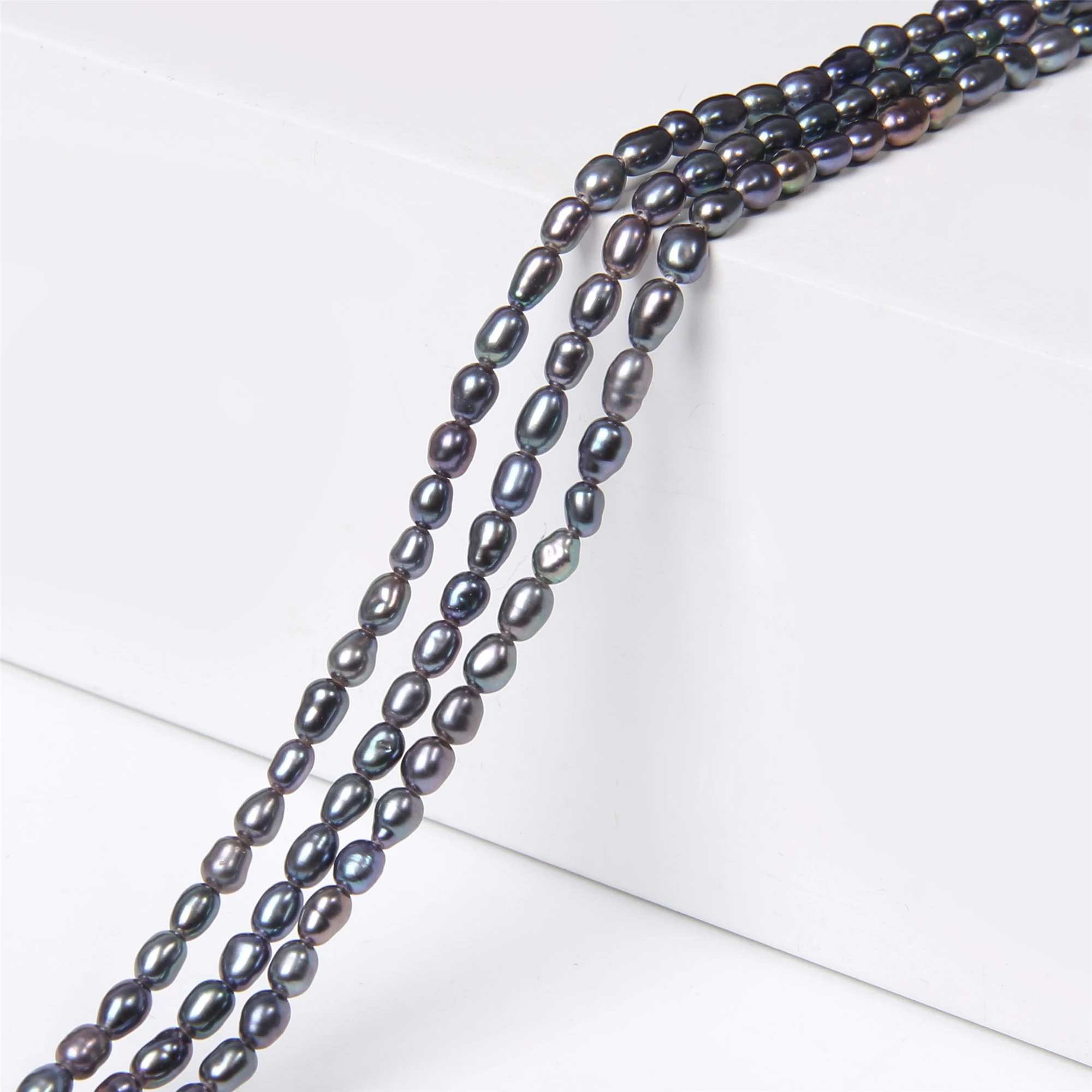2 8-3 мм АА класса Овальный натуральный красочный блеск черный жемчуг бусины